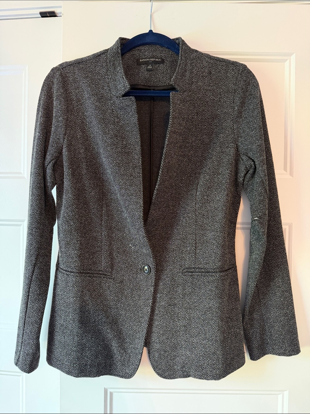 Banana Republic Factory Women's Gray Herringbone Blazer Jacket